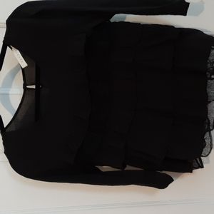 Black Sandro long sleeve lace layered top